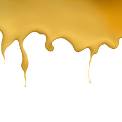 Illustration of melted and splashed cheese cream element. pouring flowing yellow honey water. Transparent PNG is available. generative AI.