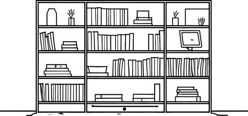 Book shelf drawing outline  © safri