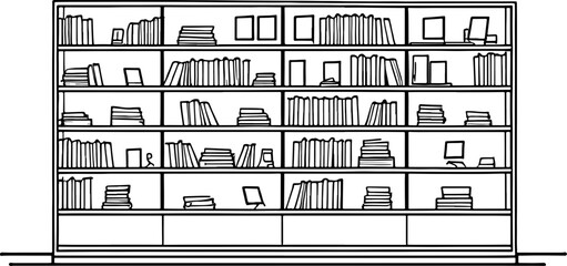 Book shelf drawing outline  © safri