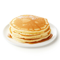 stack of pancakes on a plate with syrup - obrazy, fototapety, plakaty