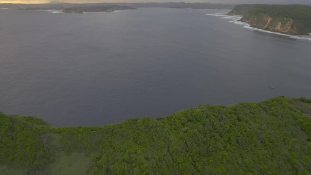 Tunak beach in Lombok island sunset aerial view