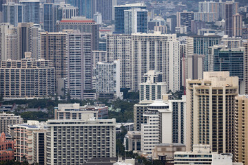 Hawaii Honolulu cityscape overview scenic point lookout.