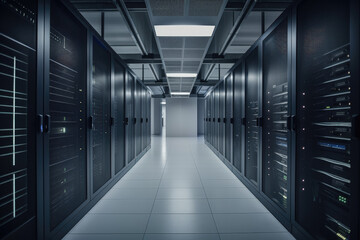Obraz premium Computer Server Room made with generative ai