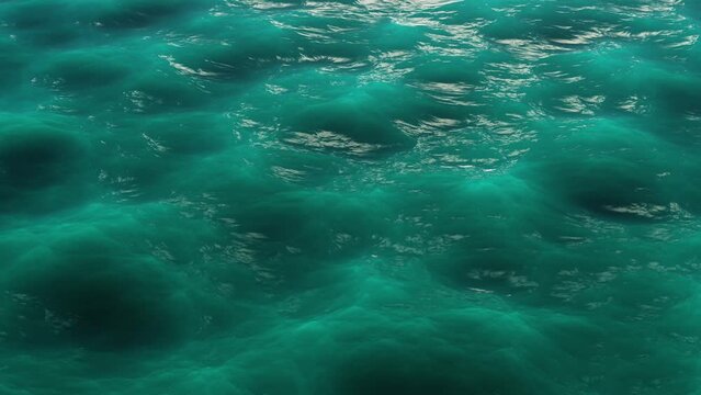 Water Surface Of Turquoise Green Sea In Seamless Loop. CGI