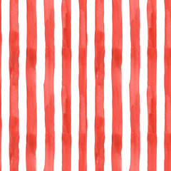 red vertical stripes watercolor seamless pattern illustration for kids © Olga Listopad