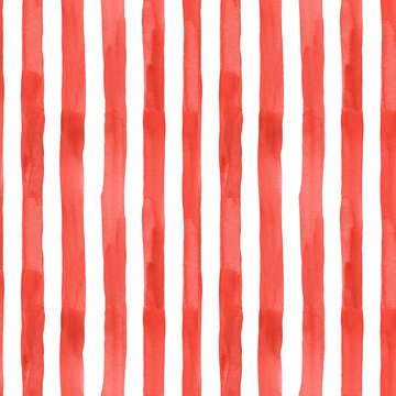 red vertical stripes watercolor seamless pattern illustration for kids