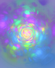 Abstract rainbow swirls background. Holographic iridescent pastel fractal whirlpools.
