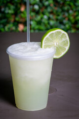 Frozen lemonade blended smoothie drink