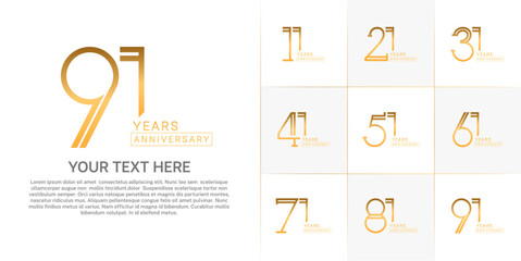 set of anniversary logotype golden color for special celebration event