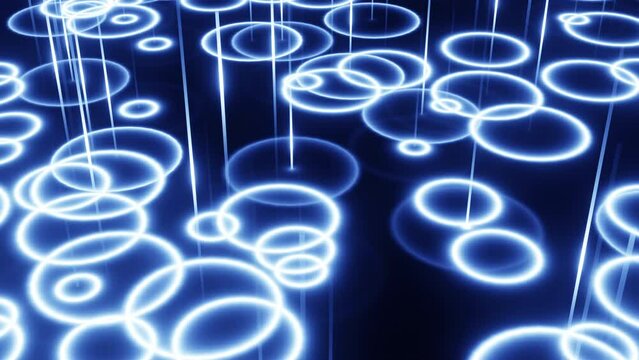 Abstract disco blue water drops VJ Loop 3d render. Cyan laser background for a nightclub, bar, music festival. Disco lights DJ set broadcast