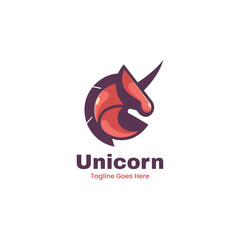 Vector Logo Illustration Unicorn Simple Mascot Style.