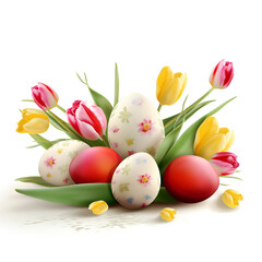 Fototapeta na wymiar easter eggs & spring flowers