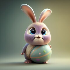 Generative AI Easter Cute Cartoon Easter Bunny