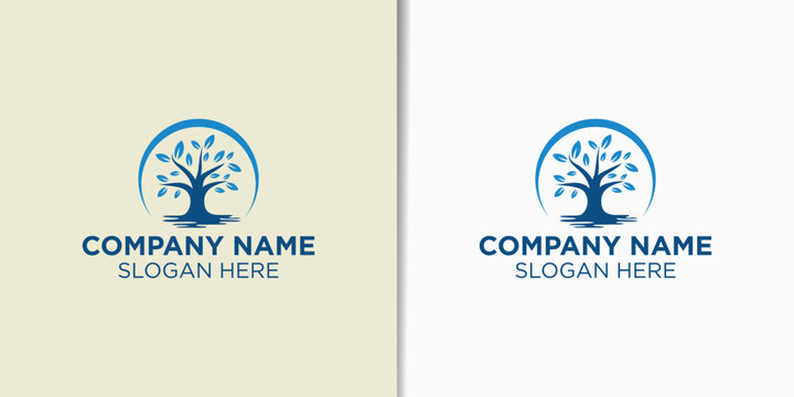 elegant bonsai logo design vector, nature logo design template