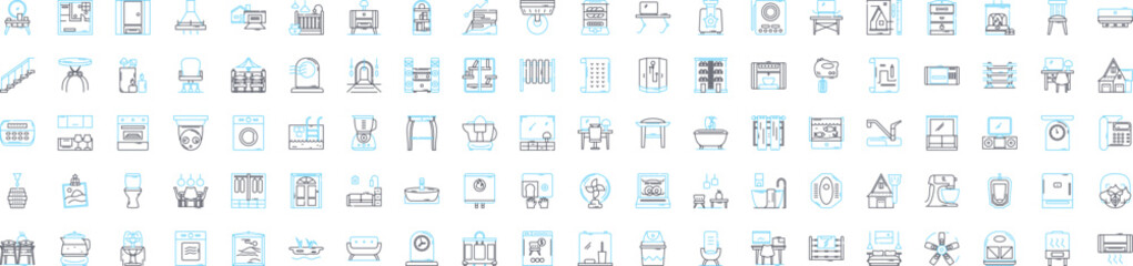 Interior design shop vector line icons set. Interiors, Design, Shop, Furniture, Decor, Home, Accessories illustration outline concept symbols and signs