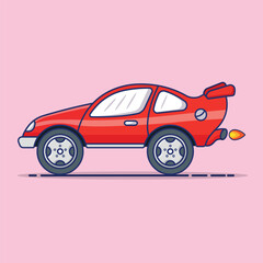 Car vehicle cartoon vector icon illustration, Classic red car in cartoon style, Sports car cartoon vector icon illustration. transportation object flat vector