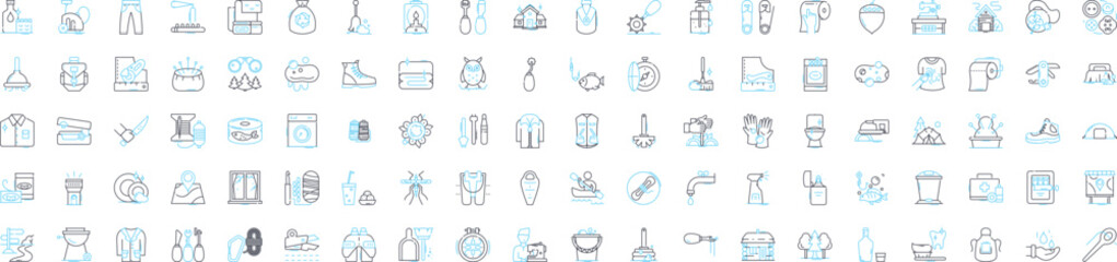 Fototapeta premium Indoor and outdoor life vector line icons set. Indoors, Outdoors, Habitat, Lifestyle, Dwelling, Recreation, Environment illustration outline concept symbols and signs