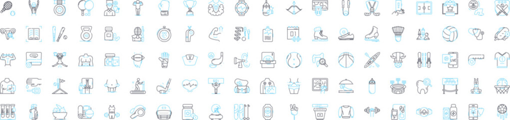 Fitness lifestyle vector line icons set. Workout, Exercise, Nutrition, Wellness, Healthy, Active, Habits illustration outline concept symbols and signs