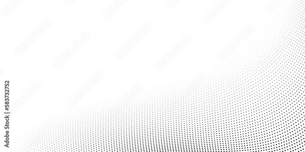 Poster Dotted wave lines background. Abstract dashed stripes texture. Warped and curved lines wallpaper. Vector minimalistic halftone design template