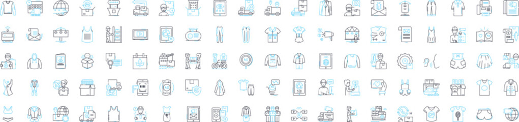 Retail logistics vector line icons set. Retail, Logistics, Procurement, Inventory, Fulfillment, Delivery, Distribution illustration outline concept symbols and signs