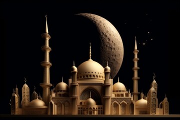 Fototapeta premium mosque at night made with generative ai