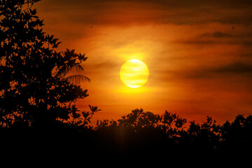 Eggyolk sunset scenery at Pulau Kerengga, Marang, Terengganu, Malaysia