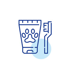 Pet oral hygiene. Toothpaste and brush. Pixel perfect, editable stroke line icon
