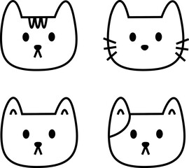cat and dog head icon. black and white linear. Vector. illustration.