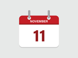 11th November calendar icon. Calendar template for the days of December. vector illustrator.