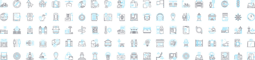 City map vector line icons set. City, Map, Urban, Layout, Cartography, Streets, Directions illustration outline concept symbols and signs