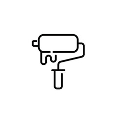 Paint roller. Construction and redecoration works. Pixel perfect, editable stroke line icon