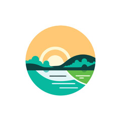 Simple Landscape Flat Illustration Vector