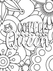 Funny-Quotes Coloring pages. Coloring page for adults and kids. Vector Illustration.