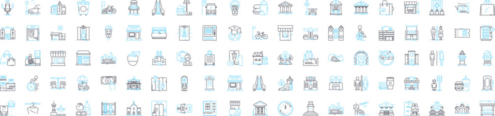 Smart city technologies vector line icons set. Smart, City, Technologies, IoT, Big, Data, AI illustration outline concept symbols and signs