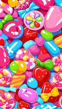A colorful image depicting heart and oddly-shaped balloons, ai generated