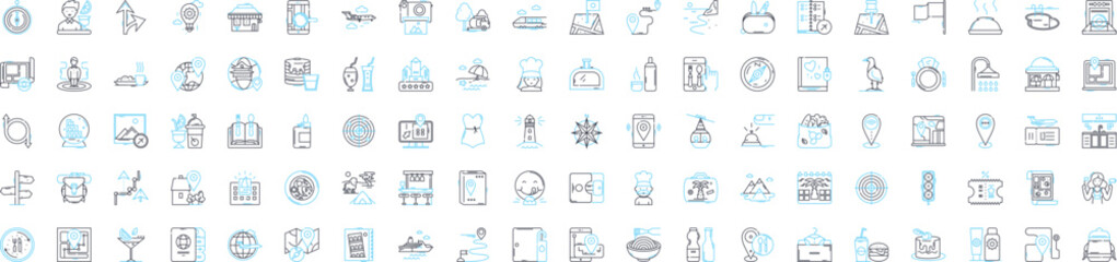 Navigation and delivery vector line icons set. Navigation, Delivery, Tracking, Fleet, Logistics, Route, Mapping illustration outline concept symbols and signs