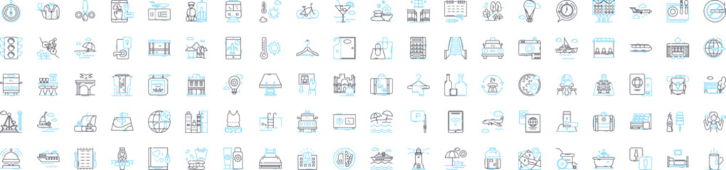 Leisure and wellness vector line icons set. Leisure, Wellness, Relaxation, Vacation, Fitness, Fun, Health illustration outline concept symbols and signs