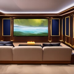 A home theater with a sectional sofa for comfortable seating2, Generative AI
