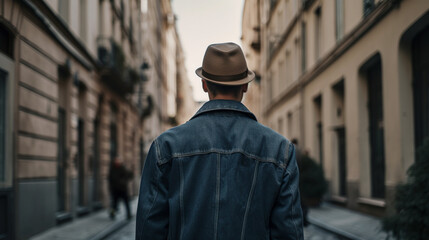 Fototapeta na wymiar Man in City Walking, generative ai