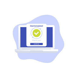 deal completed, vector icon with a laptop