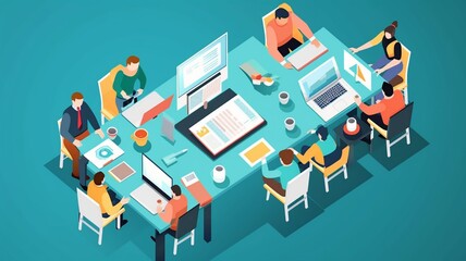 flat vector illustration of working together