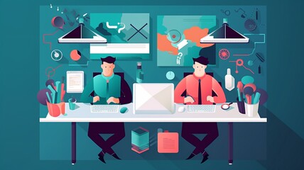 flat vector illustration of working together