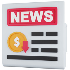 3D Icon Illustration Declining Financial News