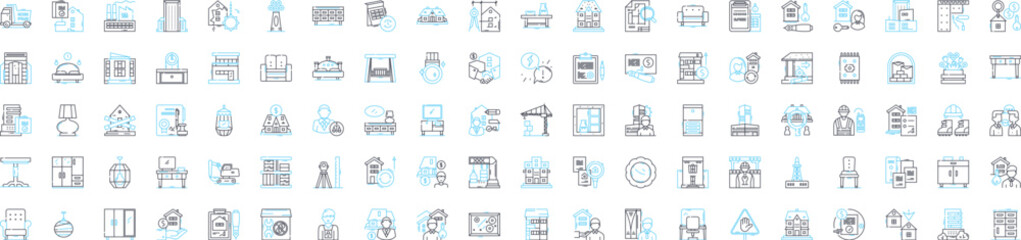 Fototapeta na wymiar Furniture business vector line icons set. Furniture, business, furnishings, store, chairs, tables, sofas illustration outline concept symbols and signs