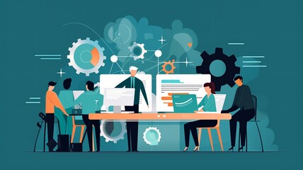 flat vector illustration of working together