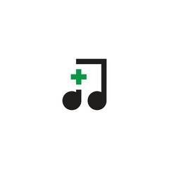 health symbol vector illustration logo with musical notes

