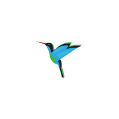 logo illustration of a flying hummingbird flapping its wings
