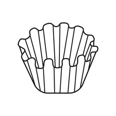 Vector illustration of a cupcake mold. An image of a pastry chef's tool in the style of a doodle. Metal Cake Baking Mold