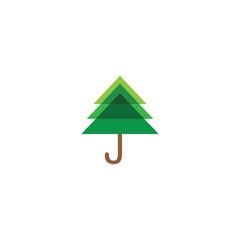 umbrella combination pine tree logo
