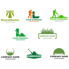set collection lawn care logo